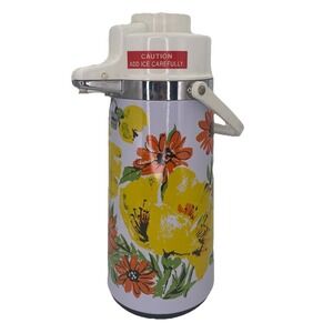 Vtg Whale Air Pot Pump Vacuum Liquid Dispenser Hot/Cold Flower Power Coffee/Tea